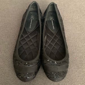 I.N.C. Black sequined flats - cushioned insoles